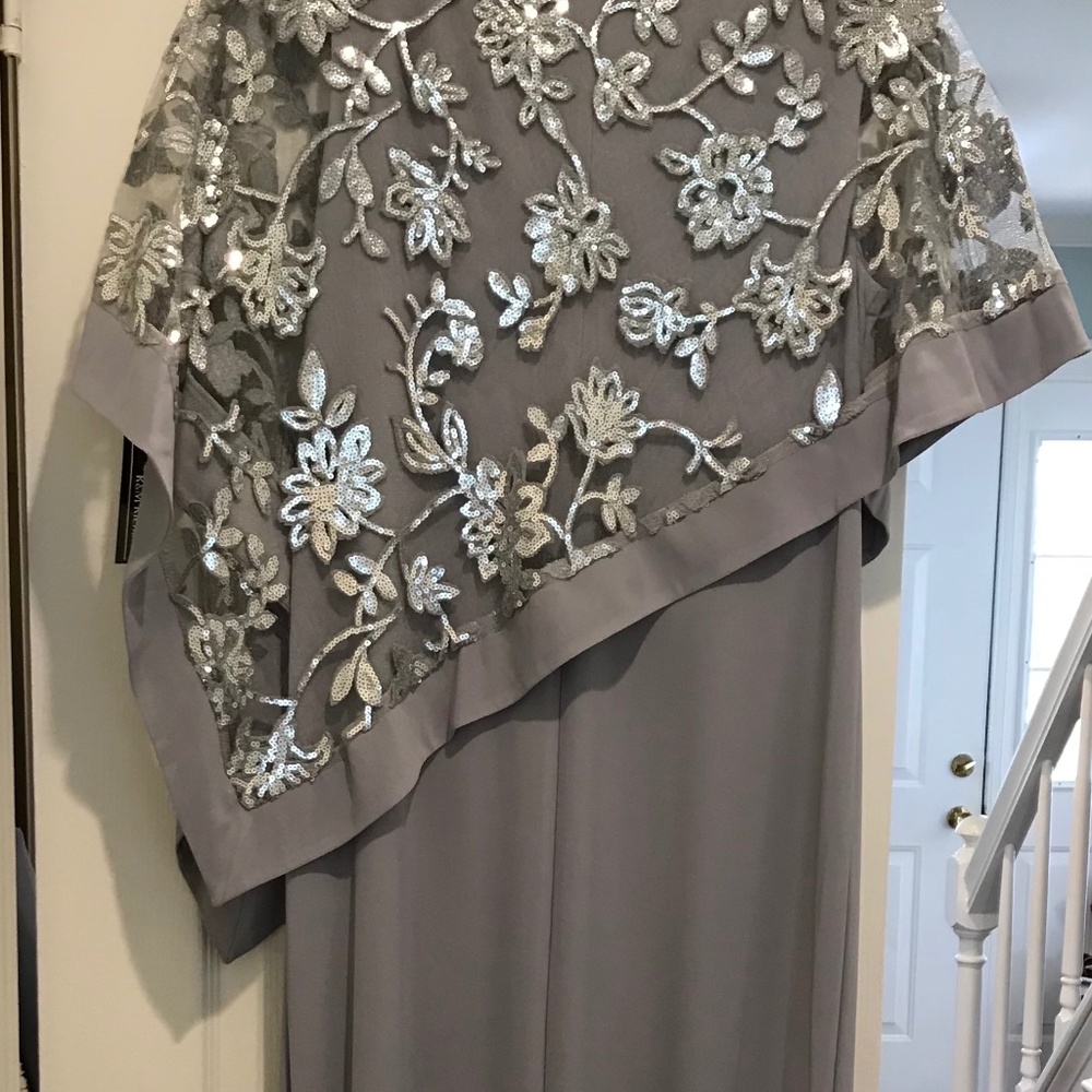 One Piece Sequin Lace Poncho over Sheath Dress